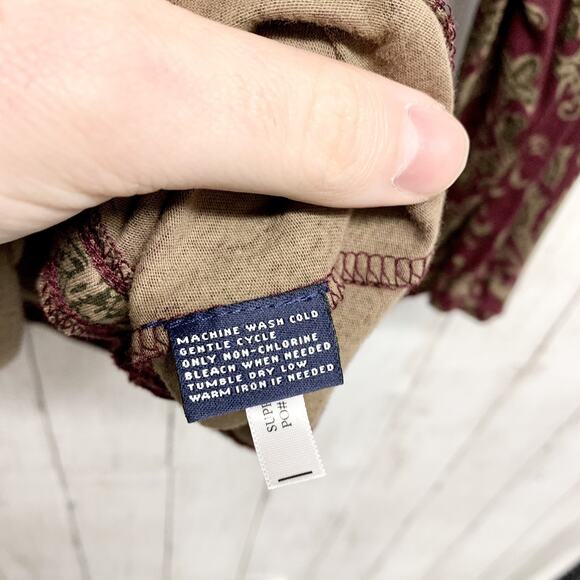 Y2K American Living Shirt Women Large Paisley Button V-Neck Smocked Blouse Boho - Picture 6 of 7